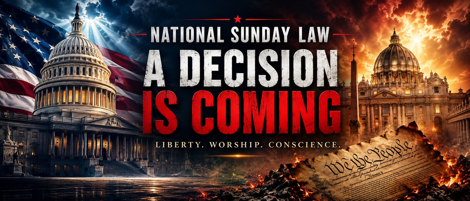 National Sunday Law — A Decision Is Coming. Liberty. Worship. Conscience.